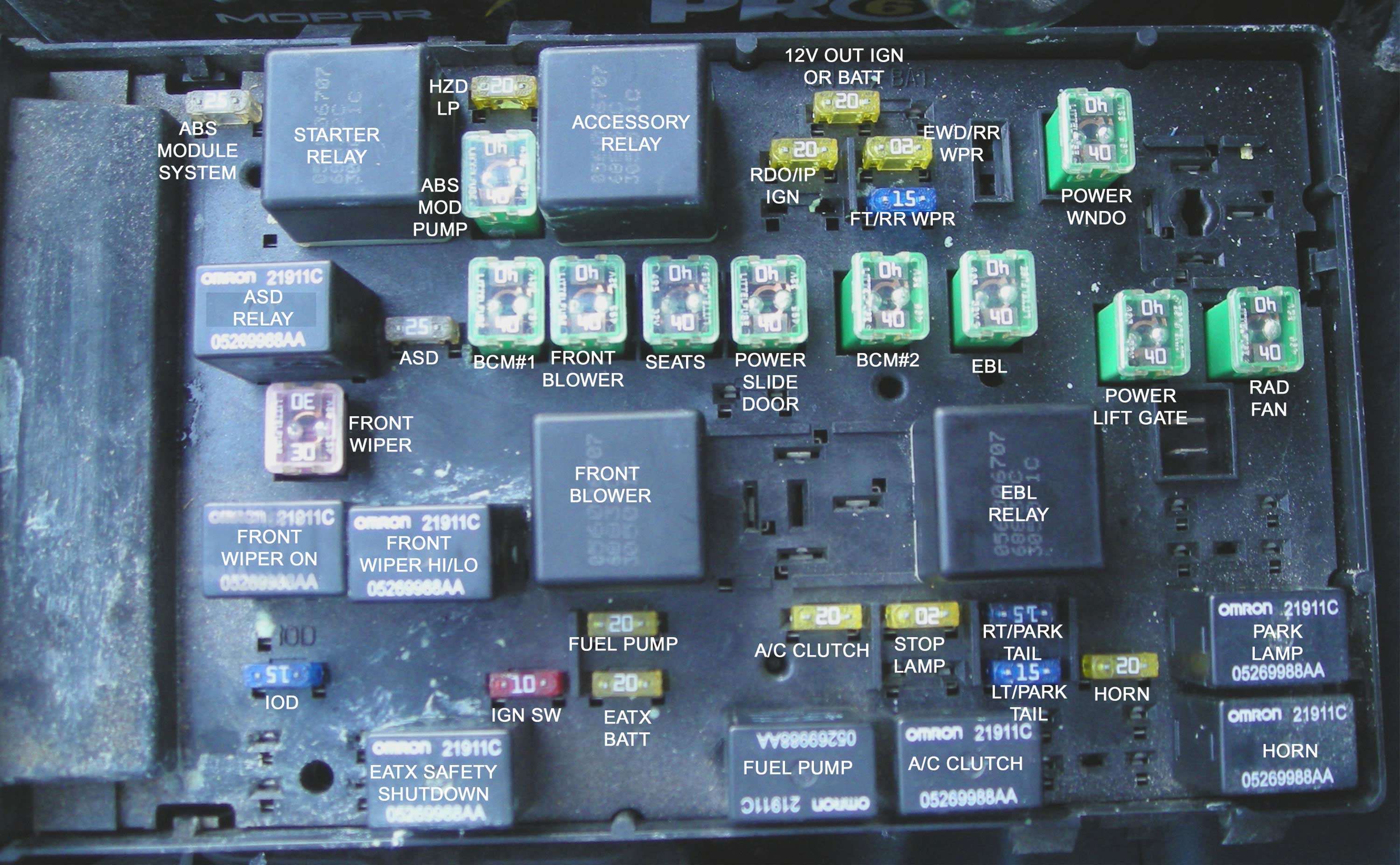 2005 Chrysler town and country fuse box diagram #1